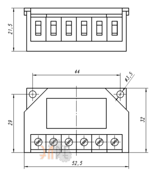 Схема и чертеж Cantoni B2-1P-600 однополупериодный Схема и чертеж Cantoni B2-1P-600 однополупериодный