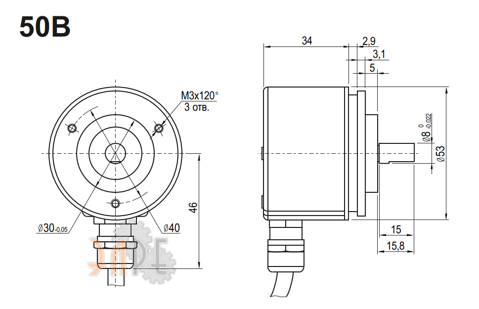Схема и габаритные размеры зажимной фланец