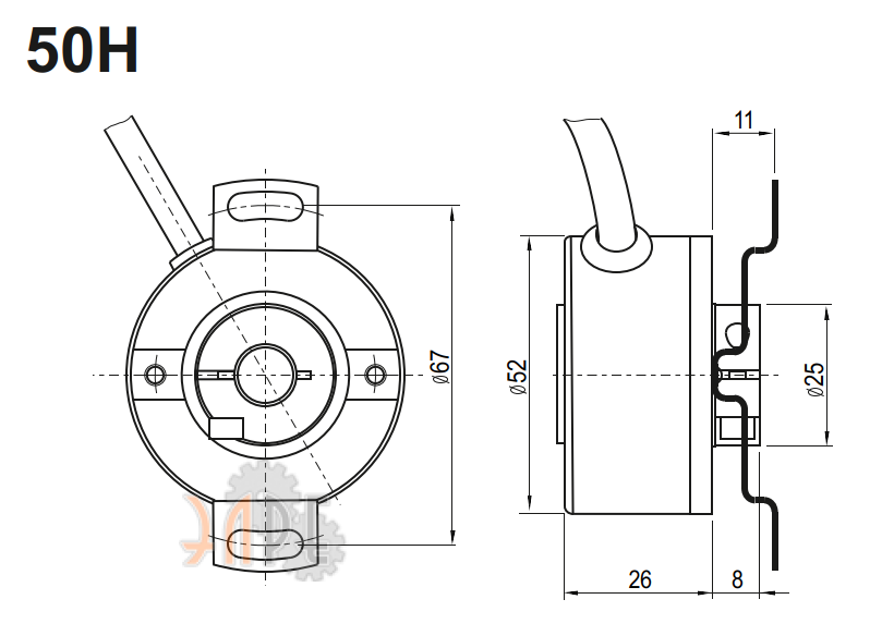 Схема и габаритные размеры полый вал