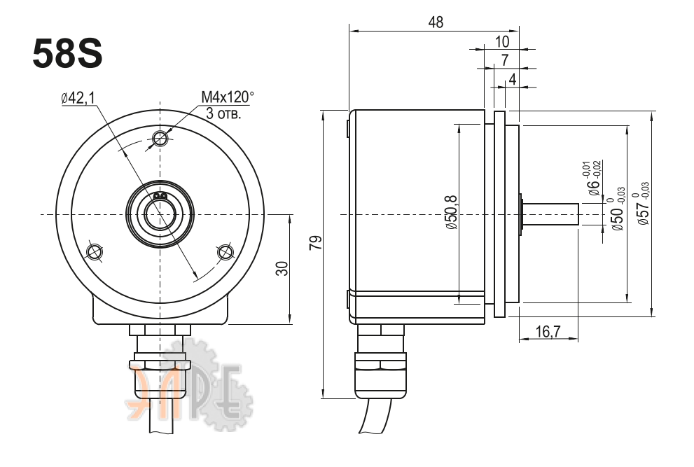 Схема и габаритные размеры сервофланец