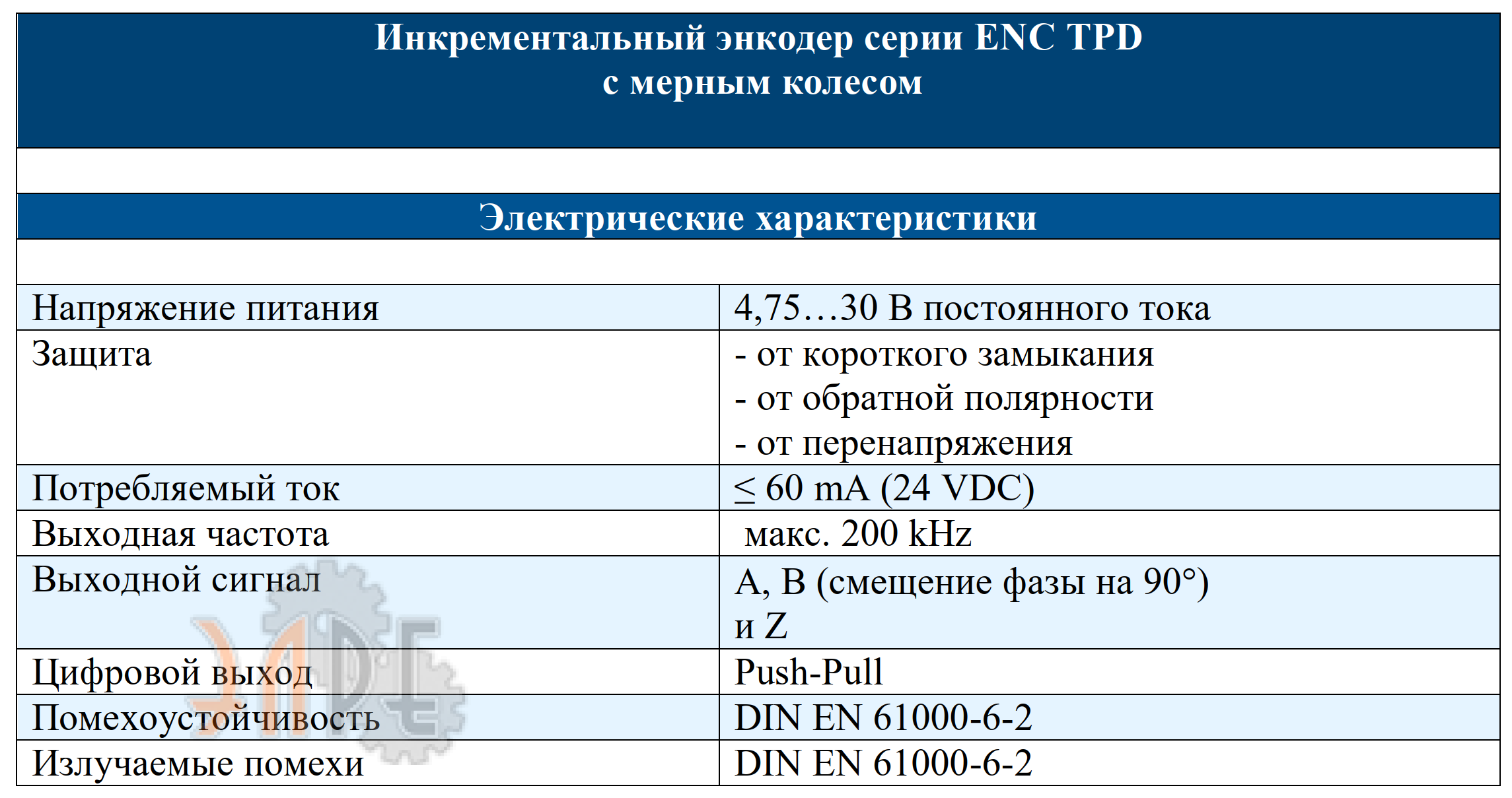 Электрические характеристики энкодер Innocont ENC TPD