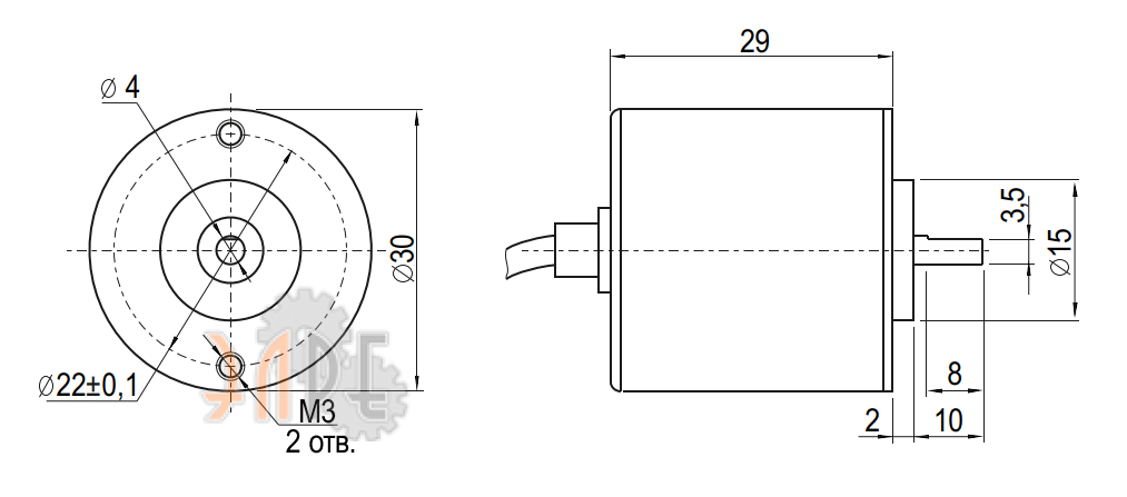 Схема и габаритные размеры зажимной фланец
