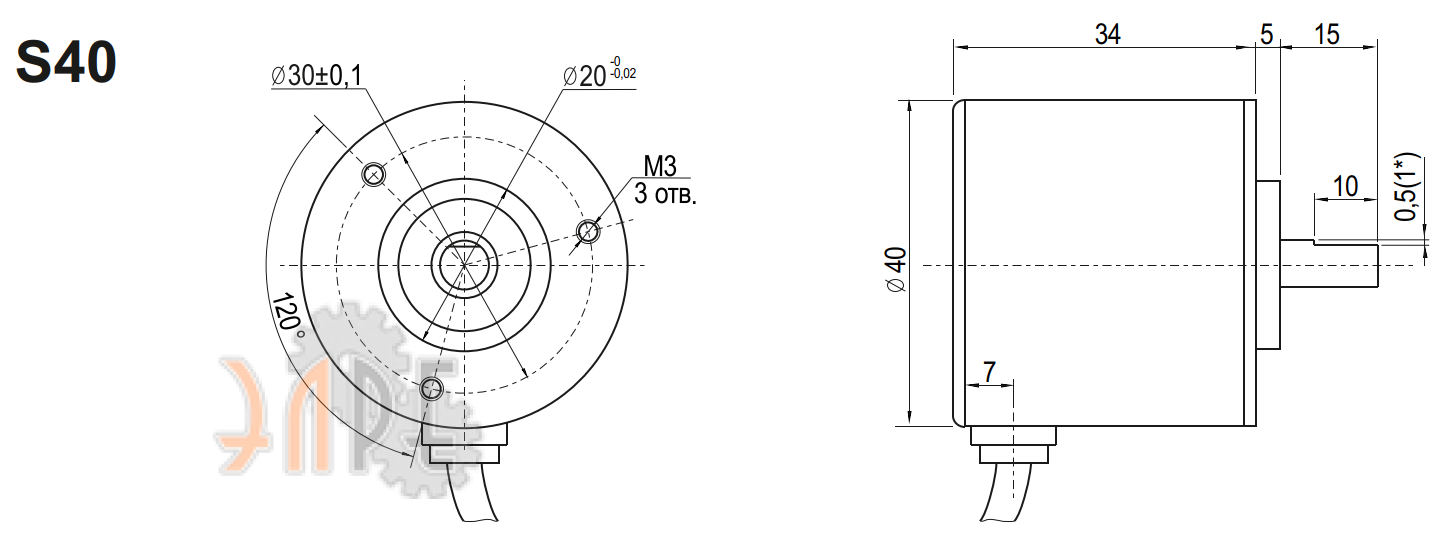 Схема и габаритные размеры зажимной фланец