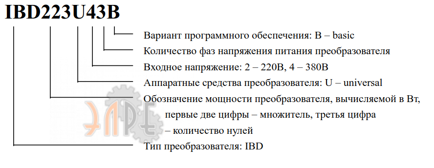 Расшифровка наименования серии IBD