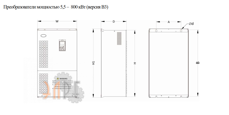 Габаритные размеры Innovert ITD314U43B3 315 кВт