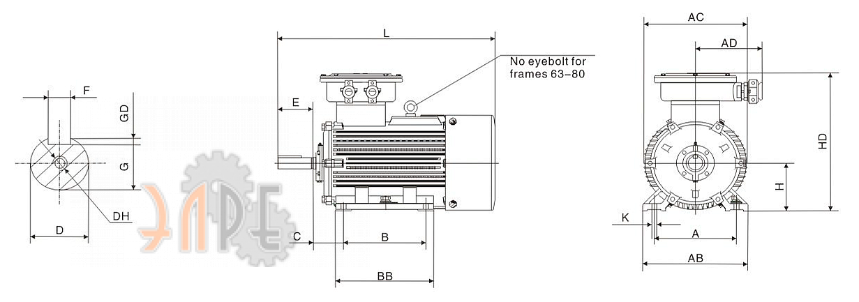 Исполнение на лапах схема Juao motor YBX3-355S-6