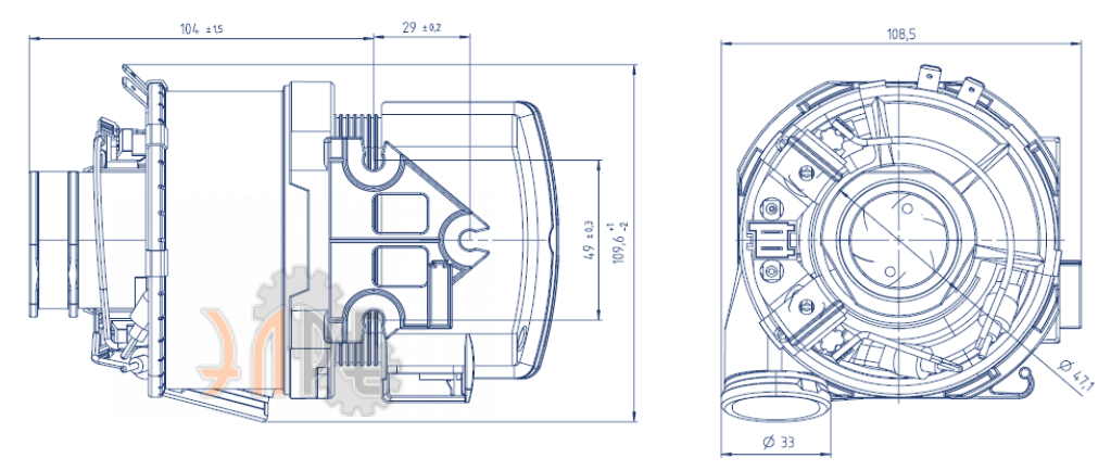 Присоединительные размеры TEE BLD350P8L15Y