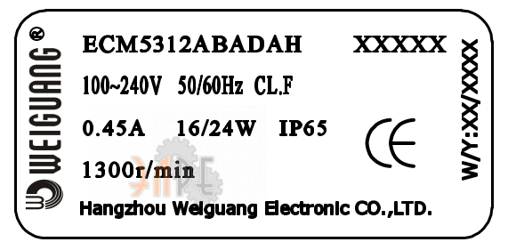 Шильдик Weiguang ECM5312ABADAH Шильдик Weiguang ECM5312ABADAH