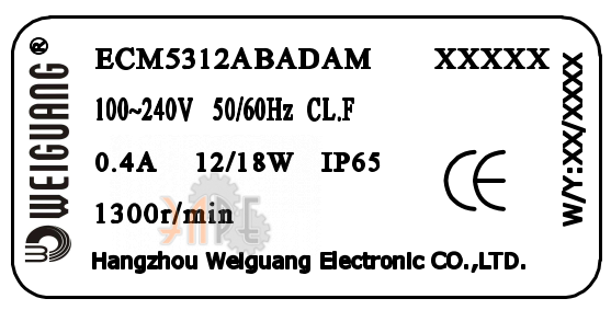 Шильдик Weiguang ECM5312ABADAM Шильдик Weiguang ECM5312ABADAM