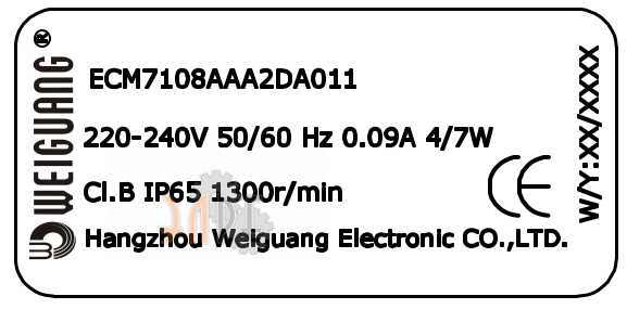 Шильдик Weiguang ECM7108AAA2DA011 Шильдик Weiguang ECM7108AAA2DA011