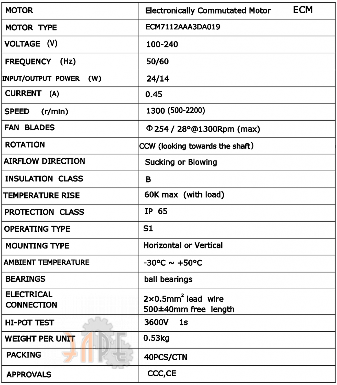 Технические характеристики Weiguang ECM7112AAA3DA019 Технические характеристики Weiguang ECM7112AAA3DA019