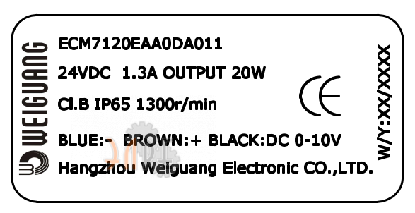 Шильдик Weiguang ECM7120AAA0DA011 Шильдик Weiguang ECM7120AAA0DA011