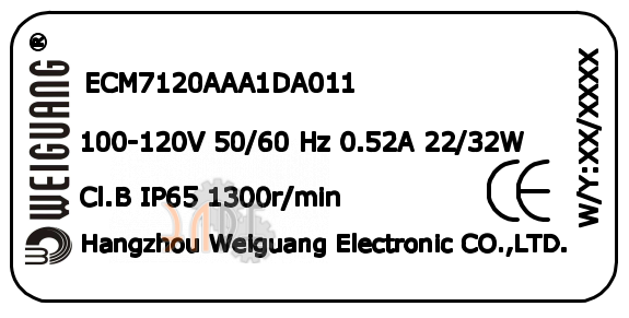 Шильдик Weiguang ECM7120AAA1DA011 Шильдик Weiguang ECM7120AAA1DA011