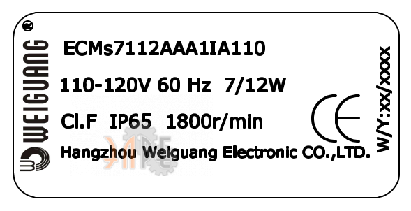 Шильдик Weiguang ECMs7112AAA1IA110 Шильдик Weiguang ECMs7112AAA1IA110