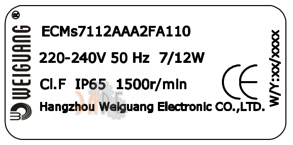 Шильдик Weiguang ECMs7112AAA2FA110 Шильдик Weiguang ECMs7112AAA2FA110
