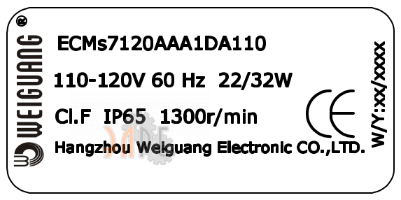 Шильдик Weiguang ECMs7120AAA1DA110 Шильдик Weiguang ECMs7120AAA1DA110