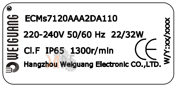 Шильдик Weiguang ECMs7120AAA2DA110 Шильдик Weiguang ECMs7120AAA2DA110