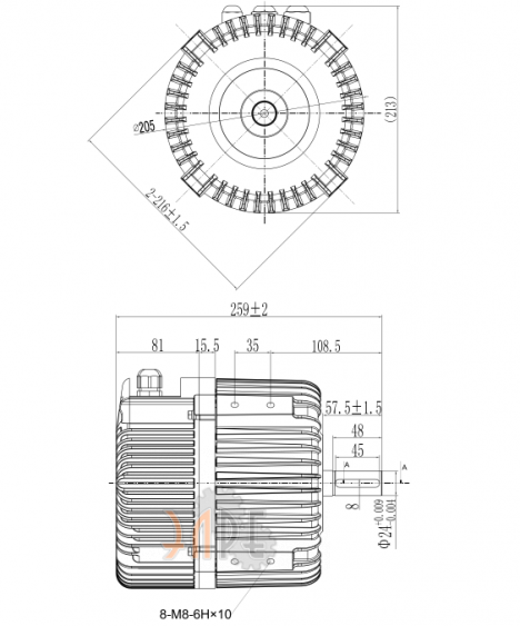 Присоединительные размеры Wolong EC112 1.3kW