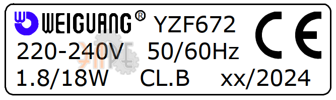 Информация на шильде Weiguang YZF672