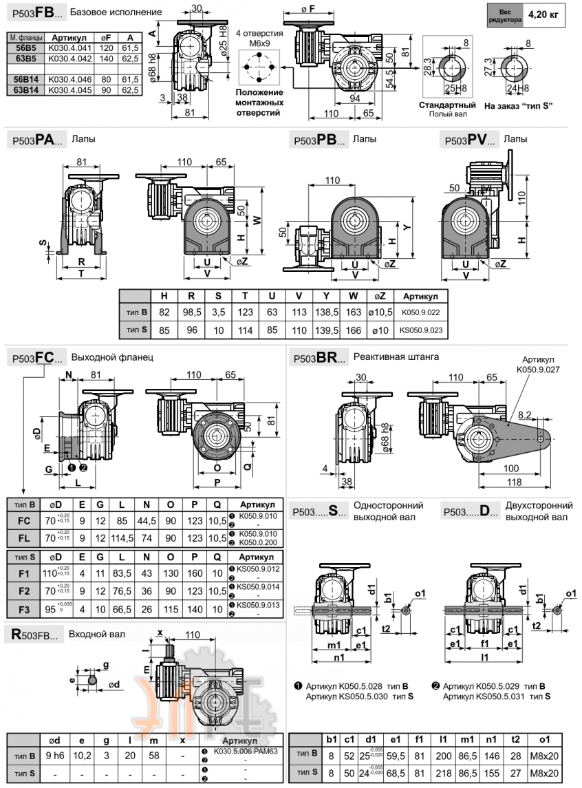 Габаритные размеры INNOVARI 503 - 109 Нм