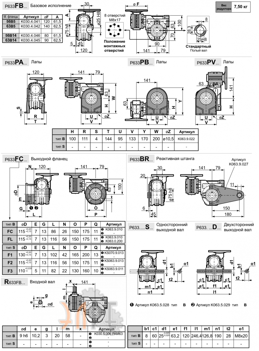 Габаритные размеры INNOVARI 633 - 230 Нм