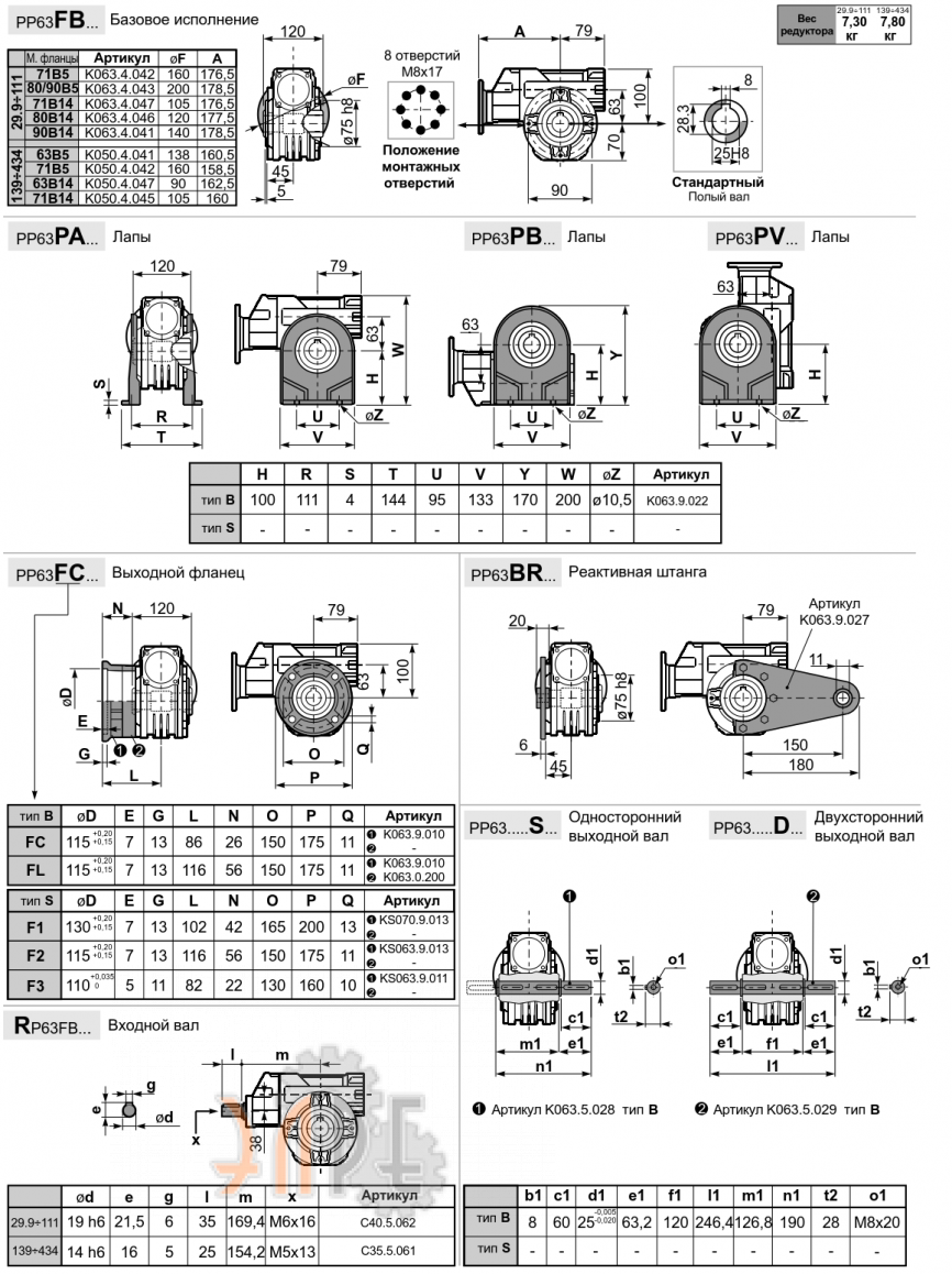 Габаритные размеры INNOVARI P63 - 187 Нм