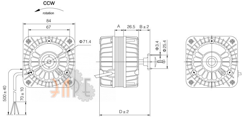 Габаритные размеры Weiguang YZF16-25-00