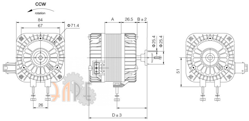 Габаритные размеры Weiguang YZF12-20-P